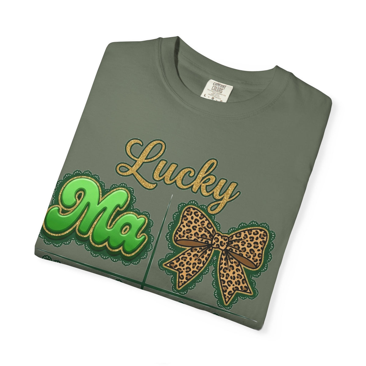 Lucky Mama Shirt, St Patricks Day Leopard Bow Tee, Green Glitter Mama Shirt, Irish Mom Gift