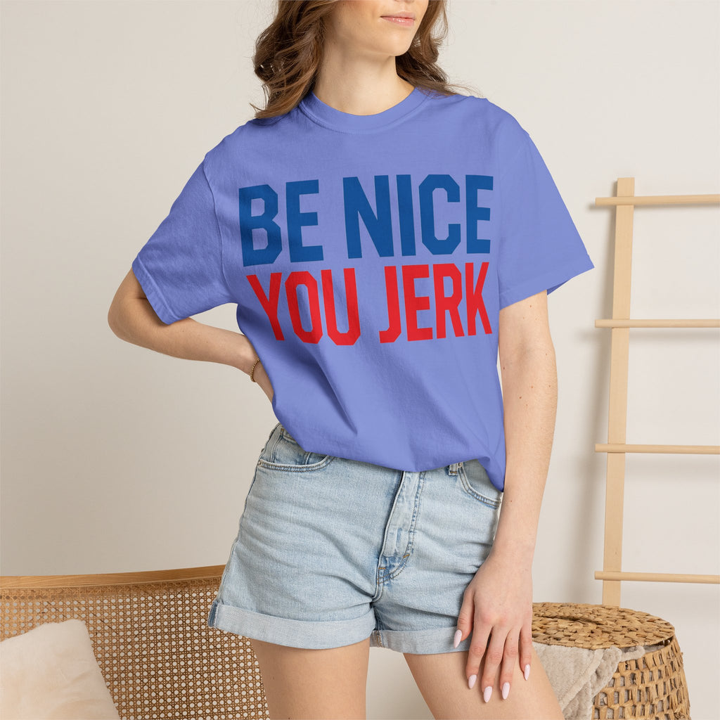 Be Nice You Jerk Shirt, Funny Sarcastic Quote Tee, Bold Retro Typography Shirt, Snarky Gift