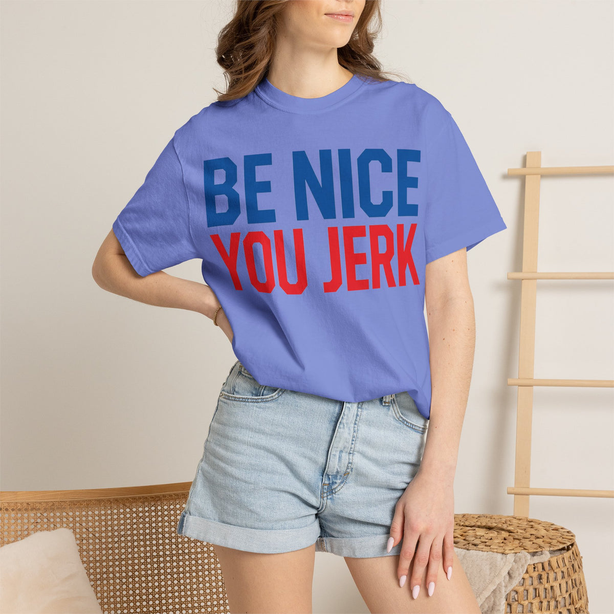 Be Nice You Jerk Shirt, Funny Sarcastic Quote Tee, Bold Retro Typography Shirt, Snarky Gift