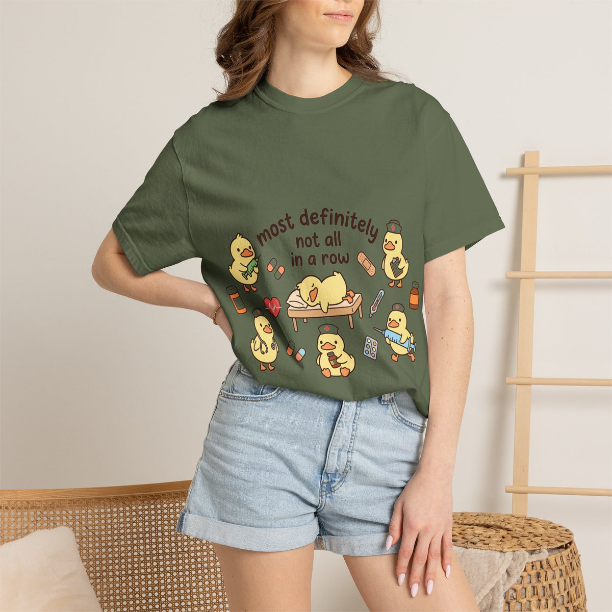 Most Definitely Not All In A Row Shirt, Funny Nurse Duck Tee, Cute Duckling Nurse Shirt, RN Gift