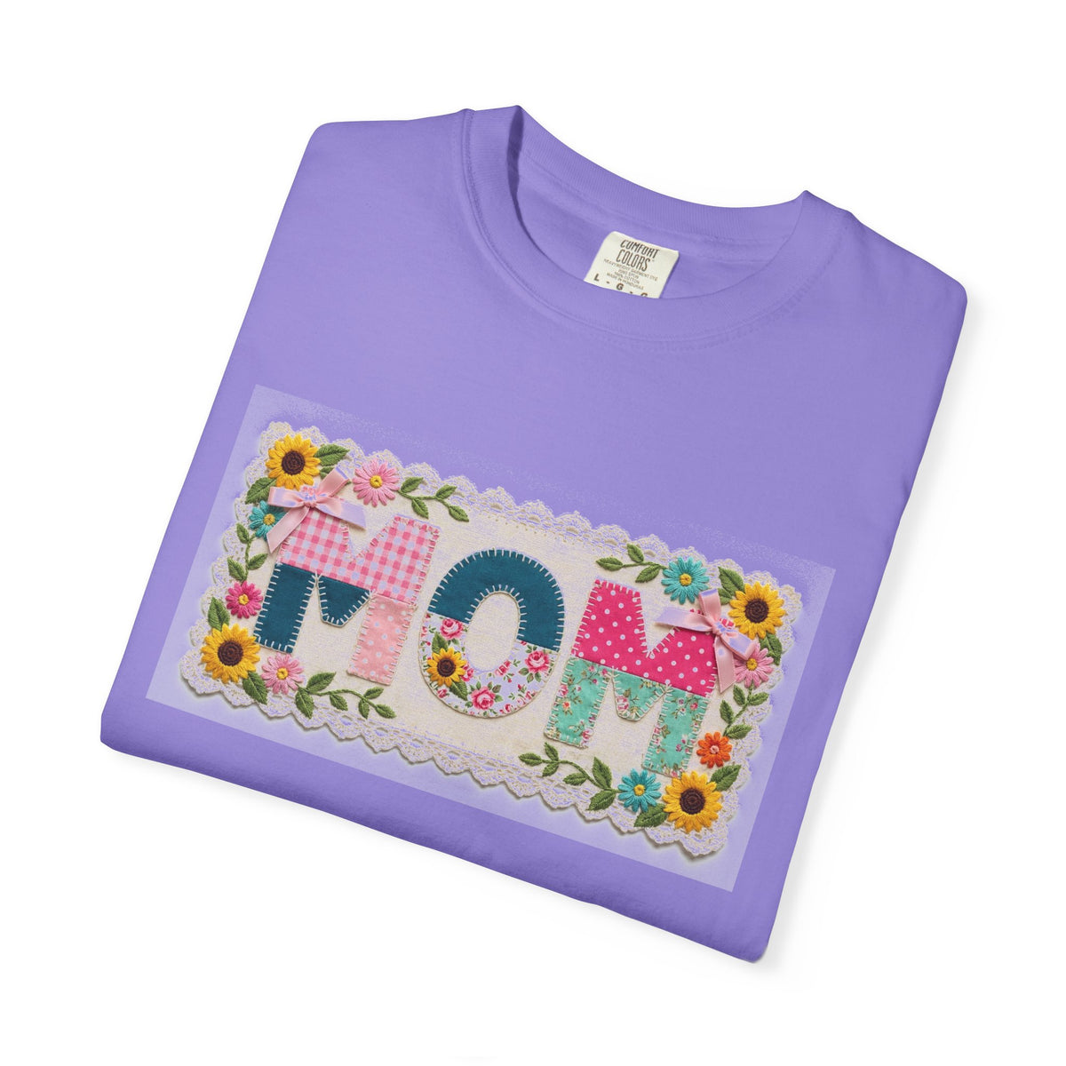 Mom Floral Applique Shirt, Faux Embroidery Sunflower MOM Tee, Mothers Day Shirt, Mom Gift