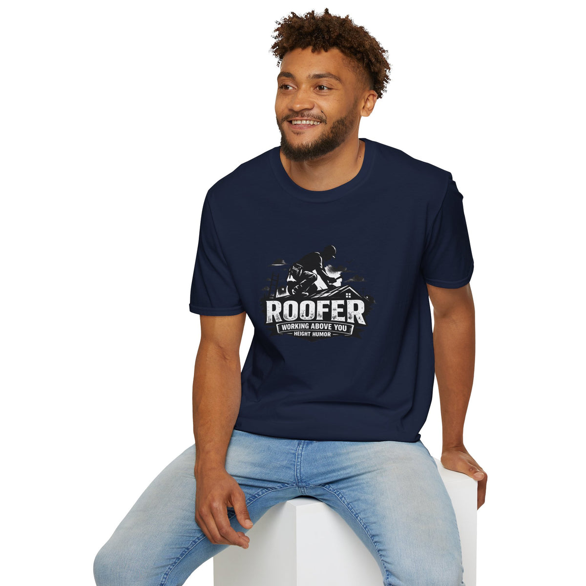 Roofer Working Above You T-Shirt — Vintage Roofer Roofing Crew Tee