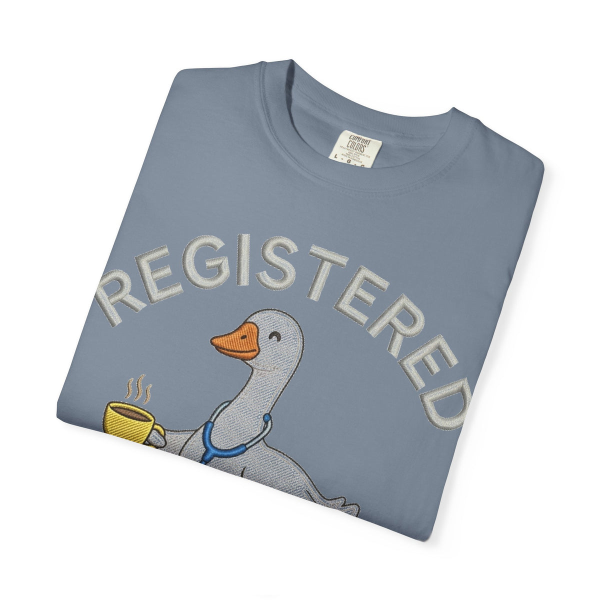 Registered Silly Goose Straight Text Shirt, Embroidered Look Nurse Goose Tee, Funny RN Shirt, Nurse Gift