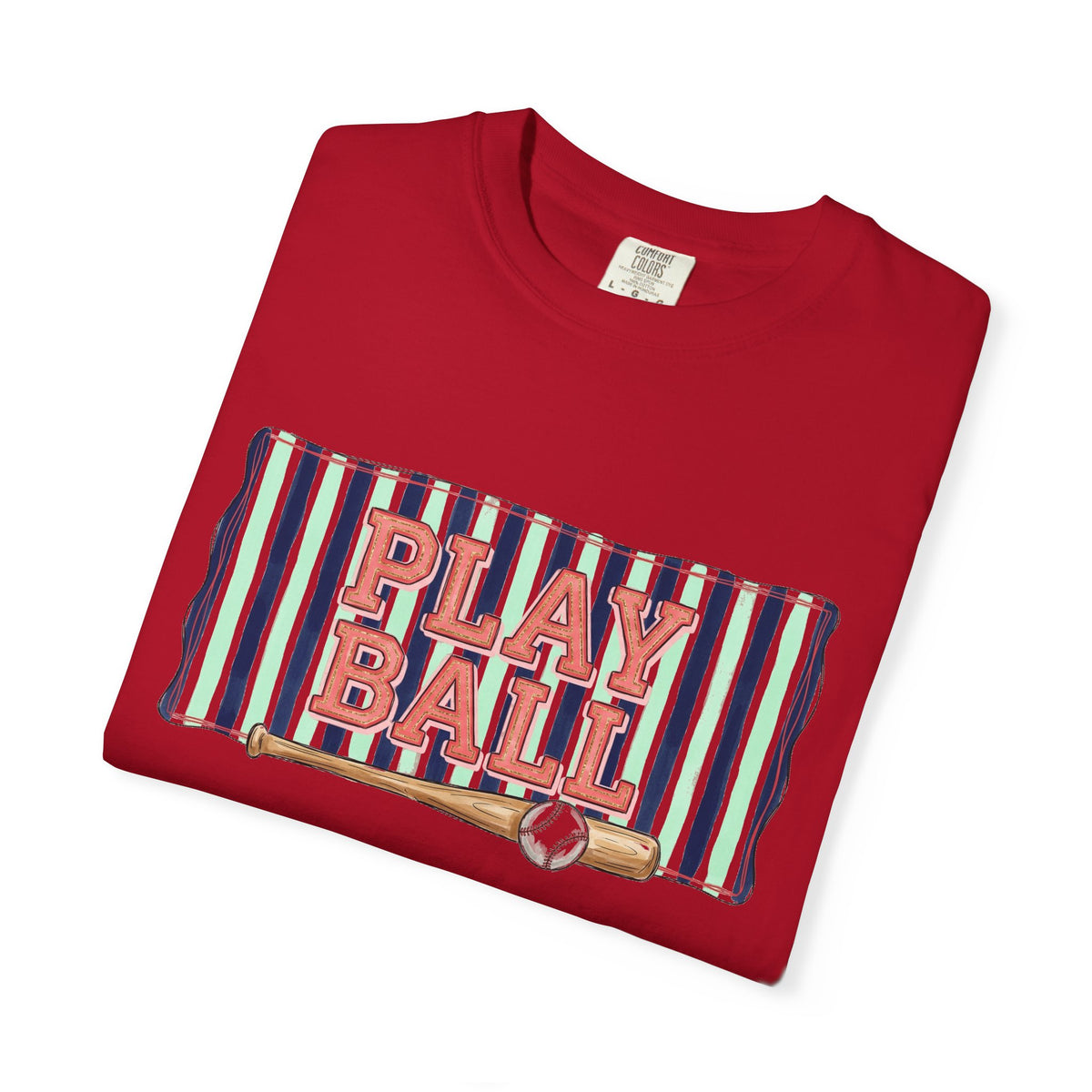 Play Ball Wide Stripe Shirt, Baseball Bat And Ball Tee, Vintage Game Day Shirt, Baseball Mom Gift