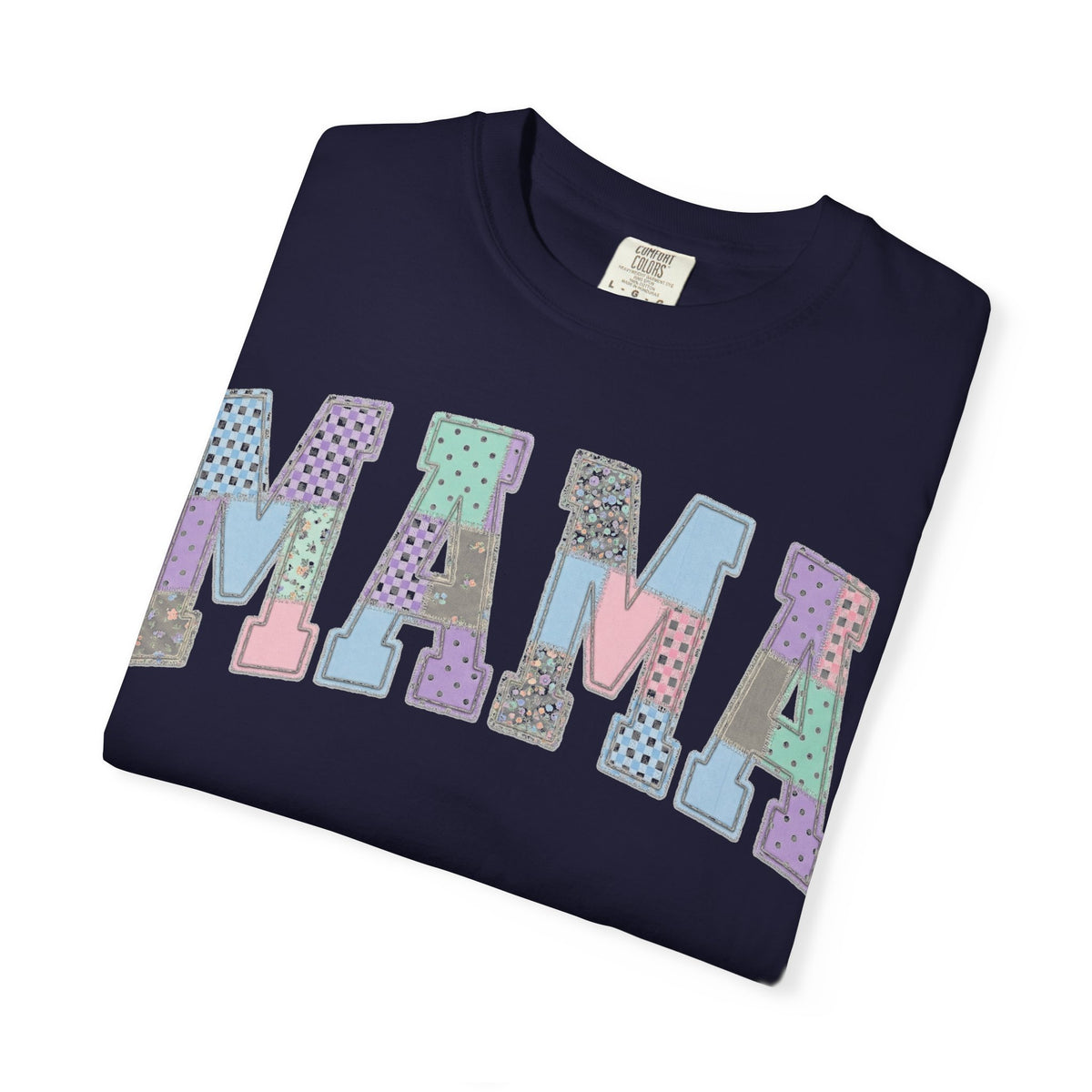 Mama Patchwork Shirt, Pastel Faux Applique Varsity Tee, Shabby Chic Mom Shirt, Mothers Day Gift