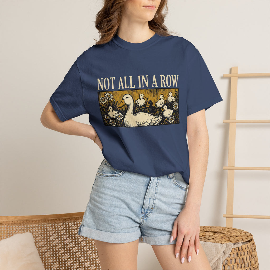 Not All In A Row Gold Panel Shirt, Woodcut Duck Family Tee, Folk Art Duck Shirt, Funny Gift