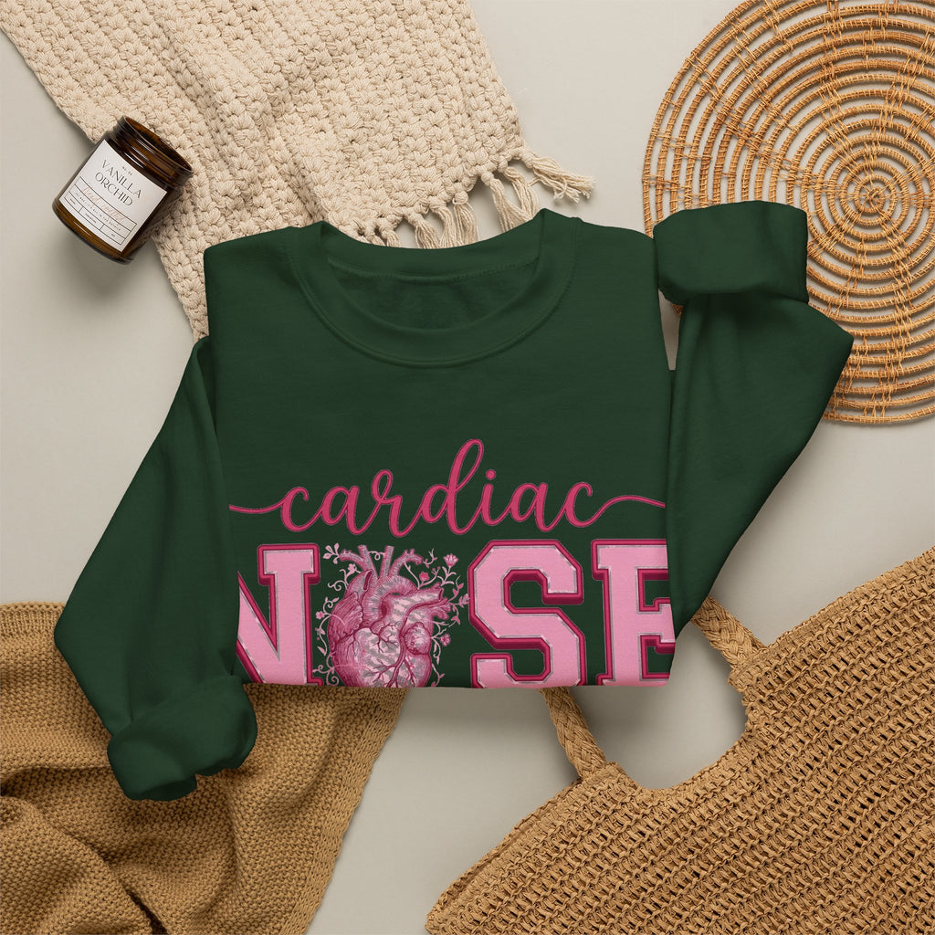 Cardiac Nurse Sweatshirt, Anatomical Heart Nurse Sweatshirt, Pink Varsity Cardiology Nurse Gift, ICU Cardiac RN Sweatshirt, Telemetry Nurse