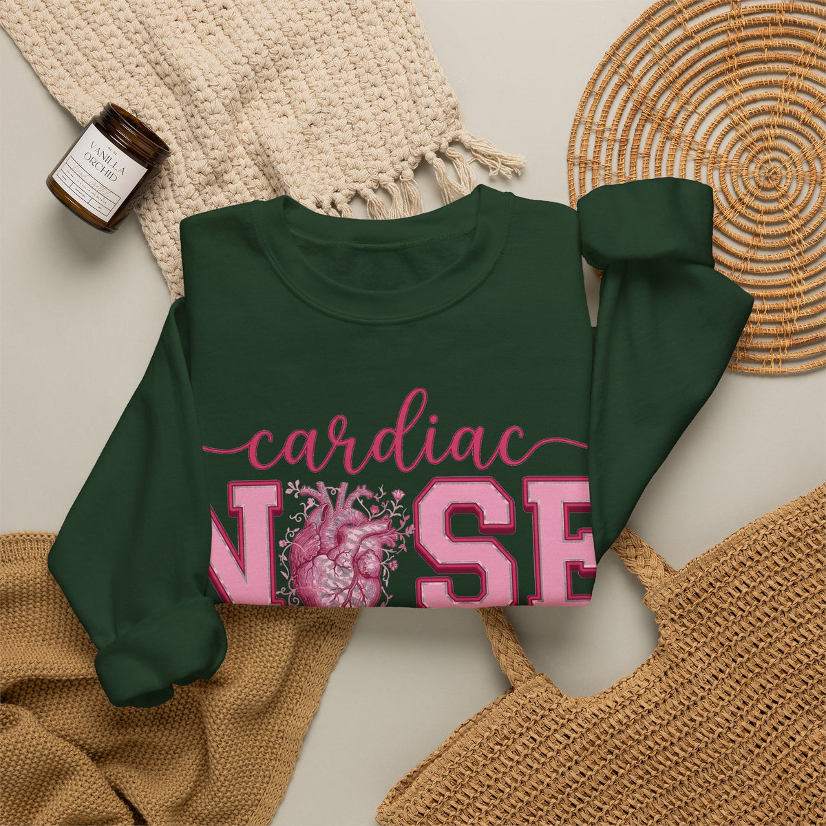 Cardiac Nurse Sweatshirt, Anatomical Heart Nurse Sweatshirt, Pink Varsity Cardiology Nurse Gift, ICU Cardiac RN Sweatshirt, Telemetry Nurse