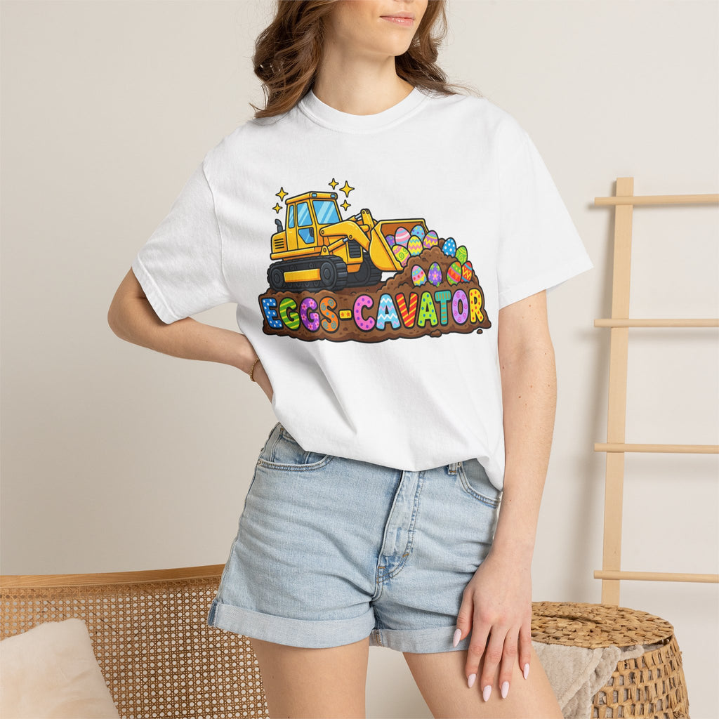 Eggs-Cavator Shirt, Funny Easter Digger Tee, Construction Easter Egg Shirt, Toddler Boy Easter Gift