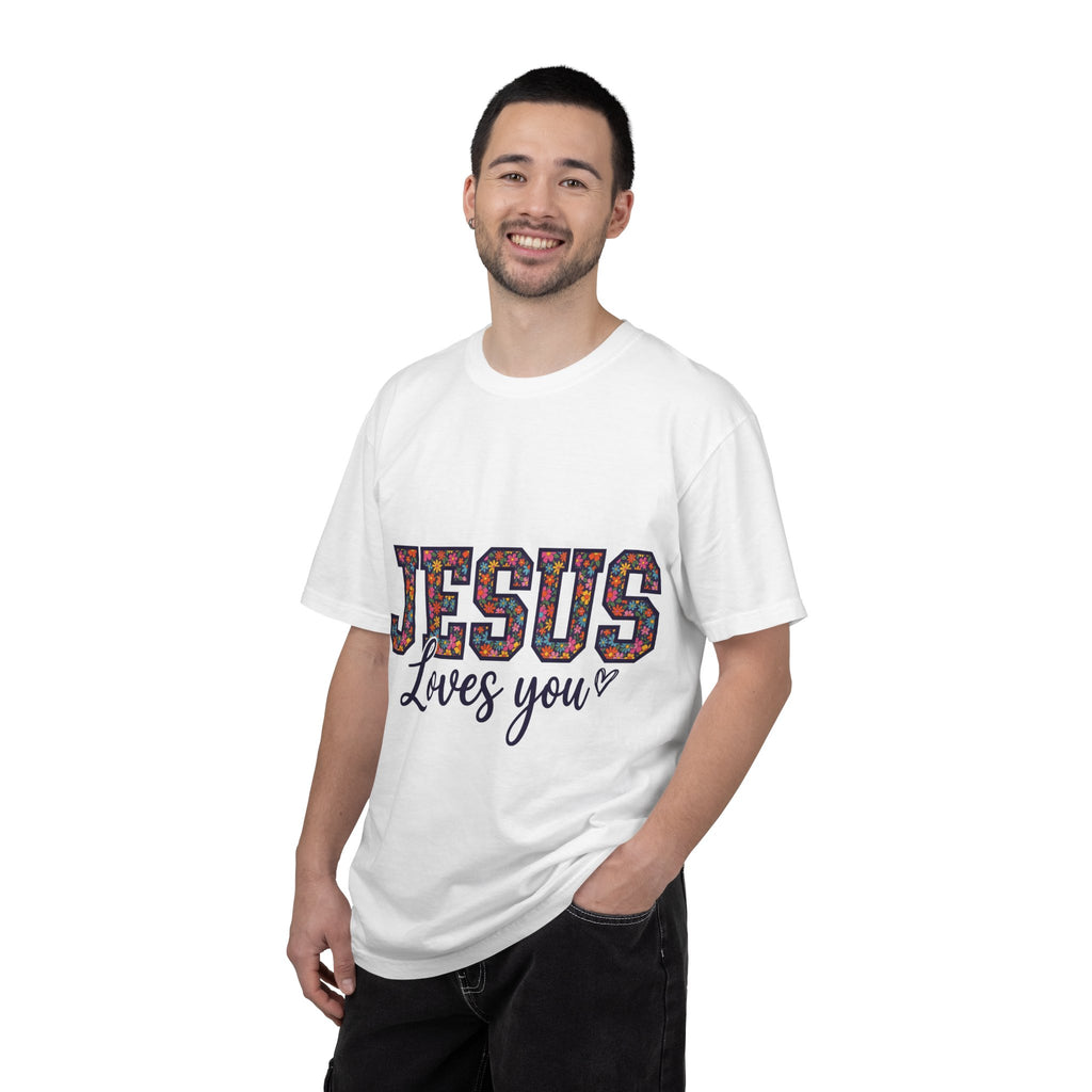 Jesus Loves You Shirt, Floral Varsity Christian Tee, Faith Statement Shirt, Church Gift