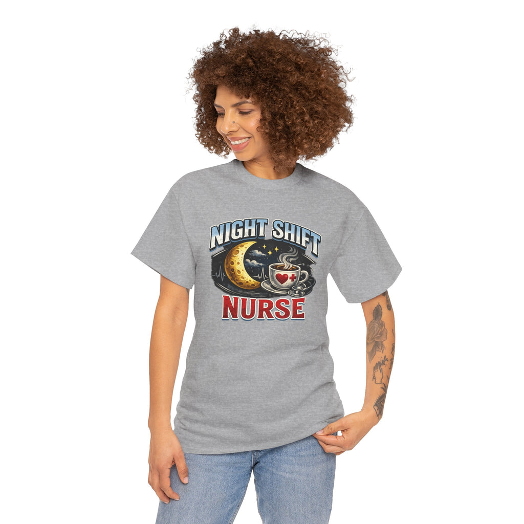 Night Shift Nurse T‑Shirt - Cute Moon & Coffee Graphic Tee for Nurses