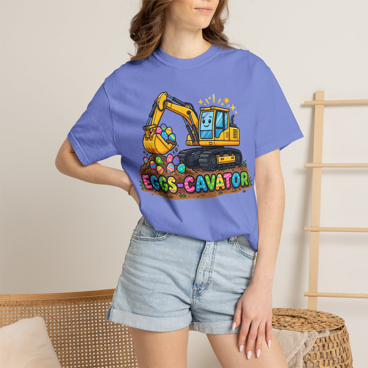 Eggs-Cavator Excavator Shirt, Funny Easter Construction Tee, Digger Easter Egg Shirt, Boys Easter Gift