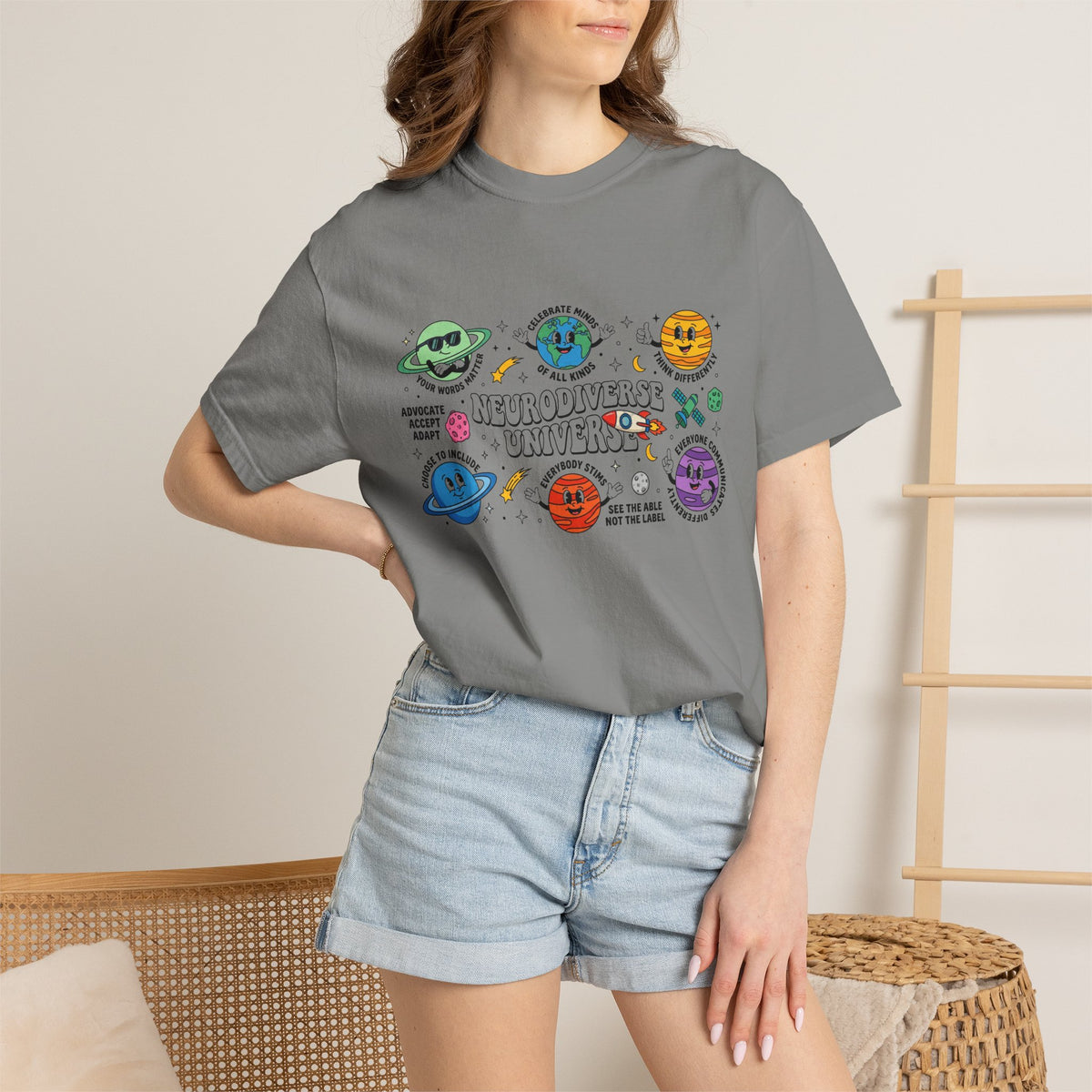 Neurodiverse Universe Wide Shirt, Autism Acceptance Planets Tee, Inclusion Teacher Shirt, SPED Gift