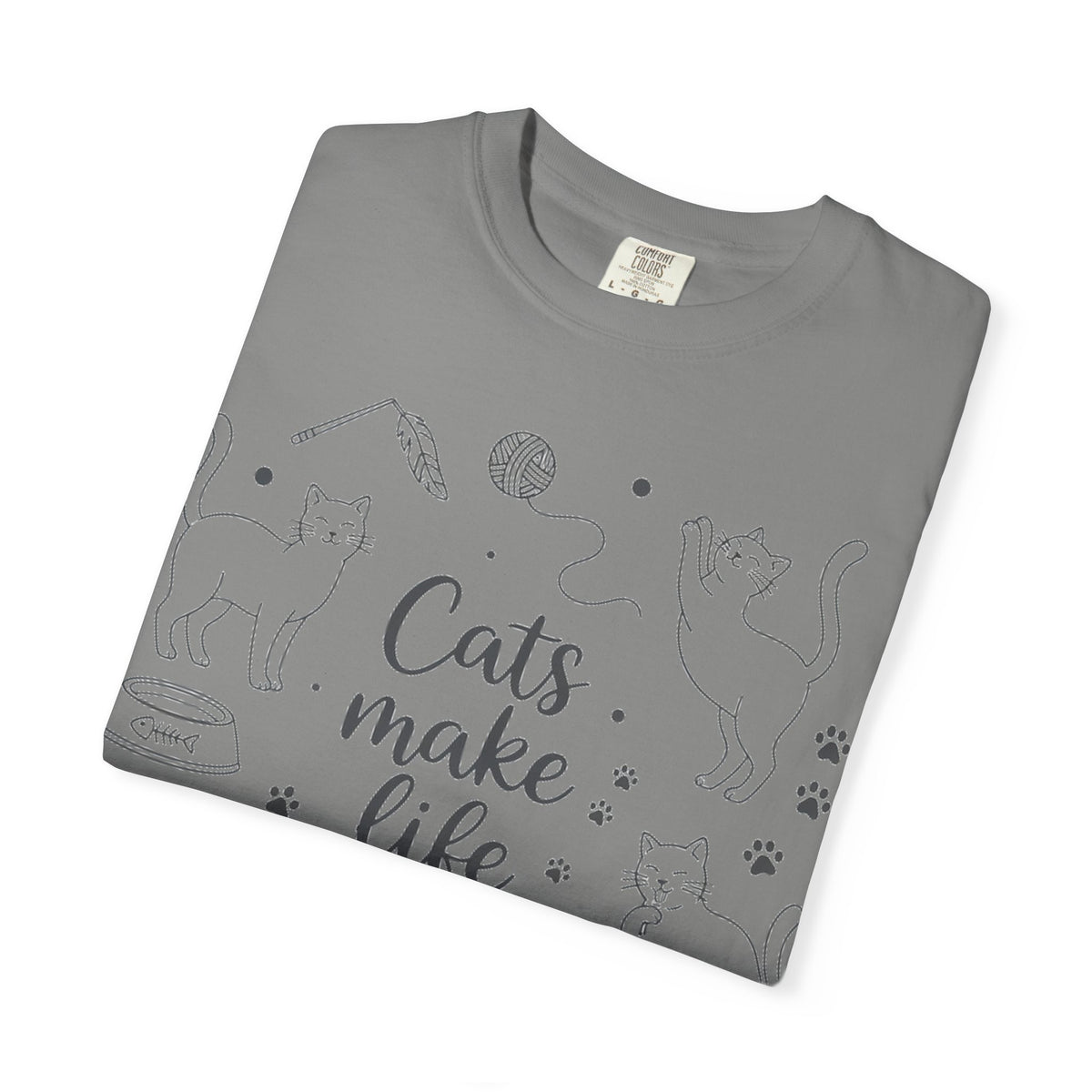 Cats Make Life Better Tall Shirt, Line Art Cat Collage Tee, Cat Lover Shirt, Cat Mom Gift