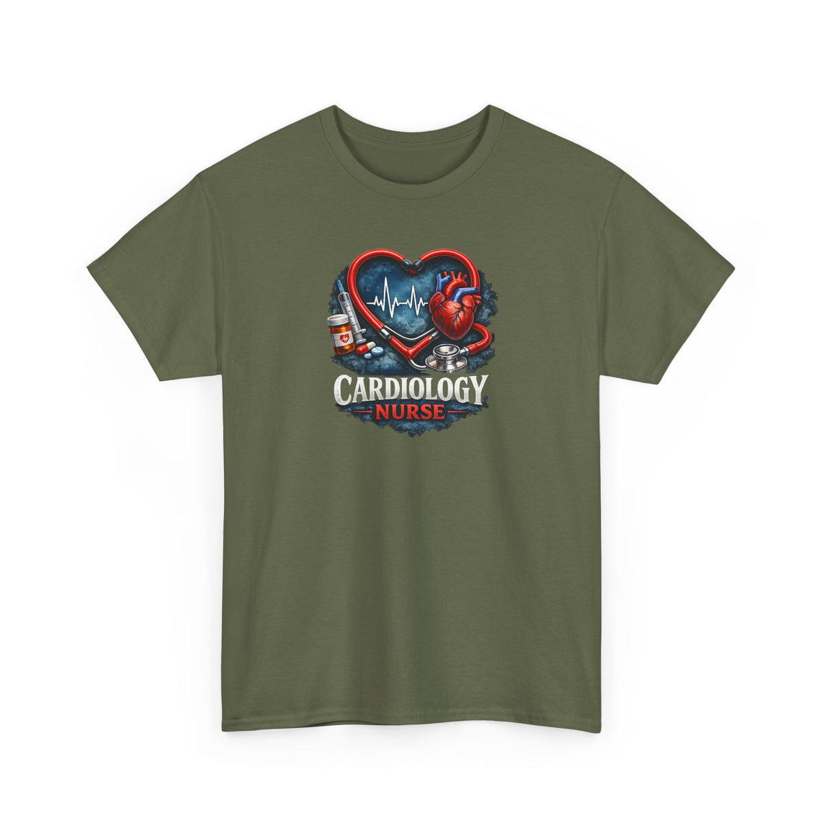 Cardiology Nurse T-Shirt — Heartbeat Stethoscope Design