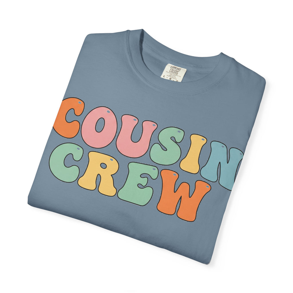 Cousin Crew Stacked Shirt, Groovy Retro Pastel Tee, Matching Cousins Reunion Shirt, Family Gift