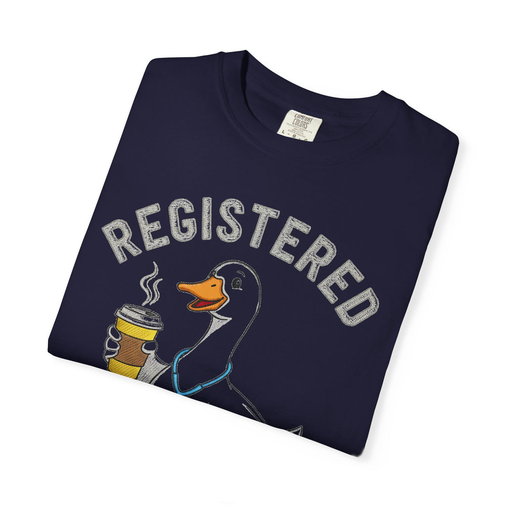 Registered Silly Goose Coffee Cup Shirt, Faux Stitch Nurse Goose Tee, Funny Nurse Shirt, RN Gift