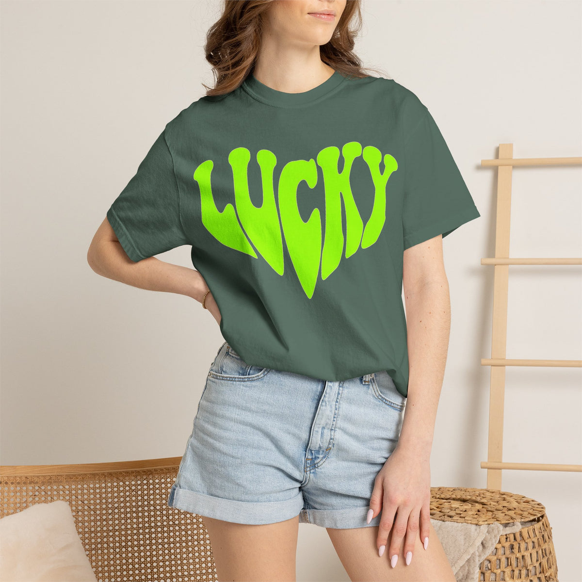 Lucky Melting Letters Shirt, Neon Green Trippy Tee, Psychedelic St Patricks Shirt, Festival Gift