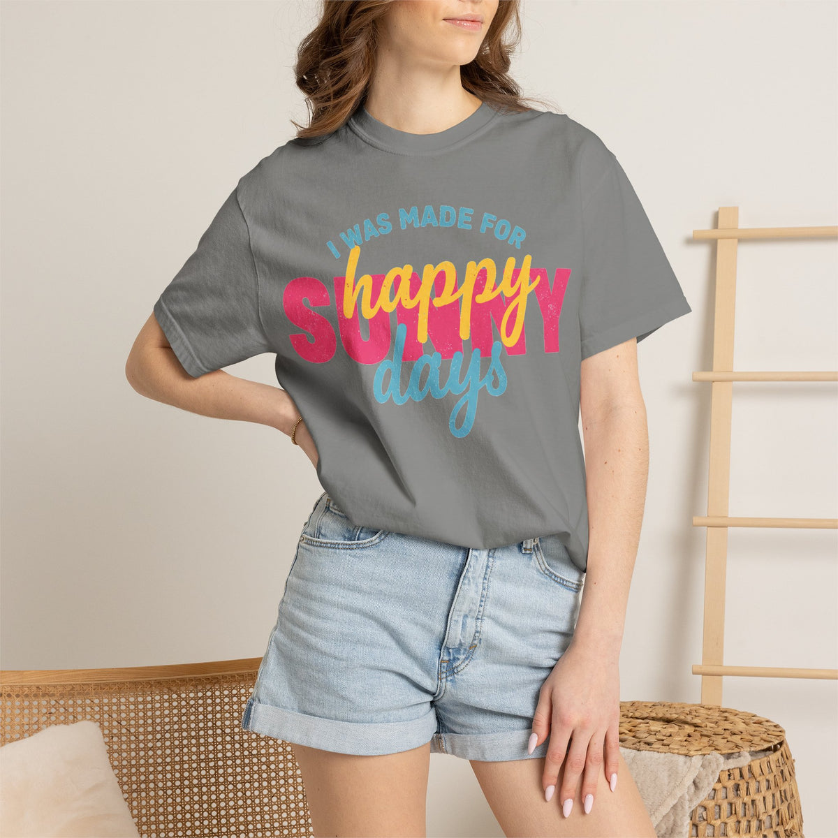 I Was Made For Happy Sunny Days Pastel Shirt, Soft Retro Summer Tee, Beach Vacation Shirt, Summer Gift