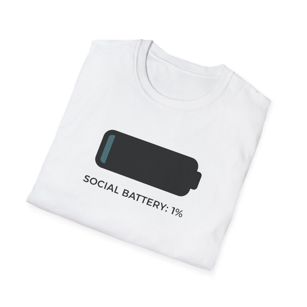 Social Battery 1% T-Shirt — Funny Introvert Low Energy Tee
