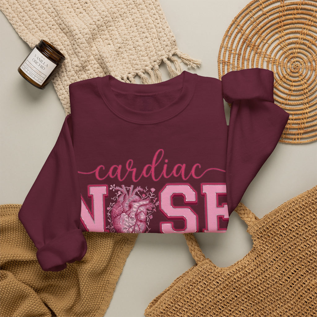 Cardiac Nurse Sweatshirt, Anatomical Heart Nurse Sweatshirt, Pink Varsity Cardiology Nurse Gift, ICU Cardiac RN Sweatshirt, Telemetry Nurse