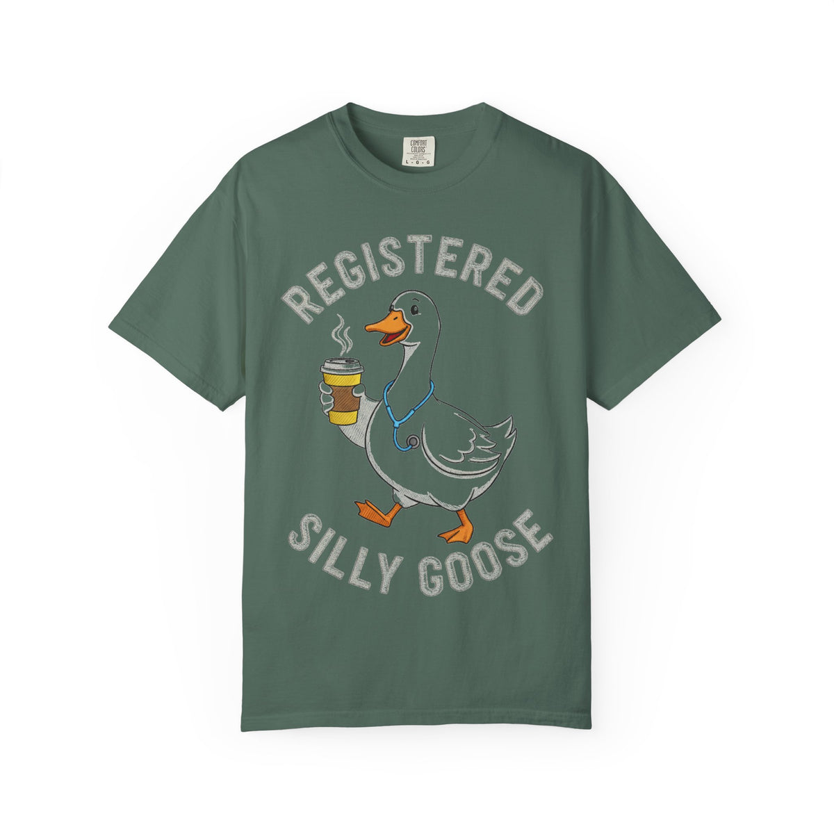 Registered Silly Goose Coffee Cup Shirt, Faux Stitch Nurse Goose Tee, Funny Nurse Shirt, RN Gift