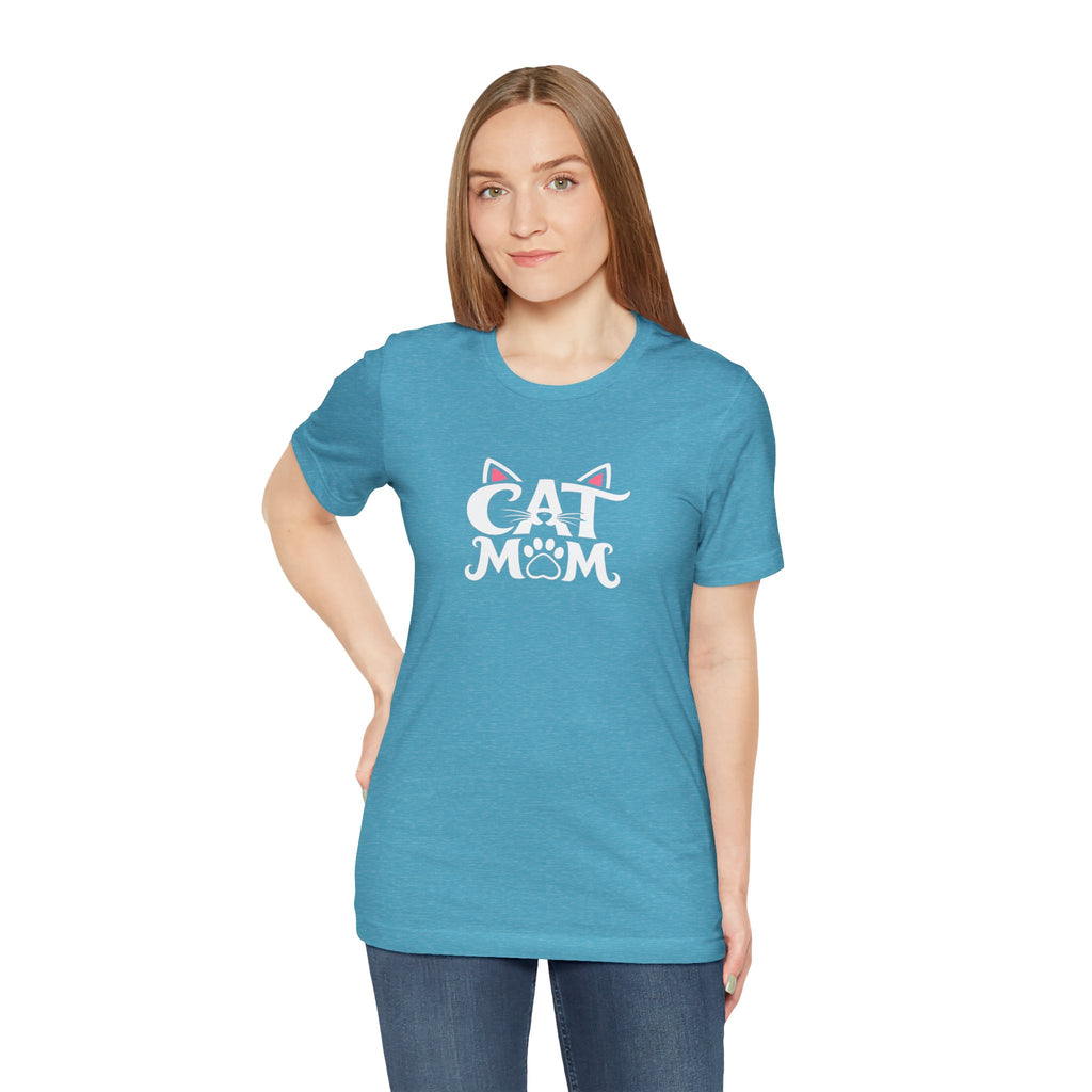 Cat Mom T-Shirt — Cute Paw & Ears Graphic Tee for Cat Lovers