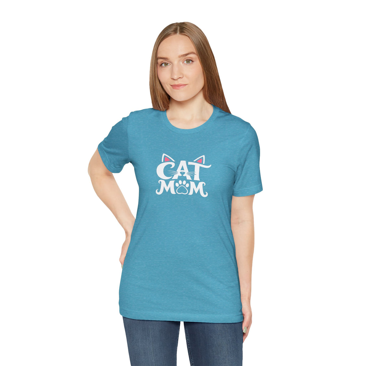 Cat Mom T-Shirt — Cute Paw & Ears Graphic Tee for Cat Lovers