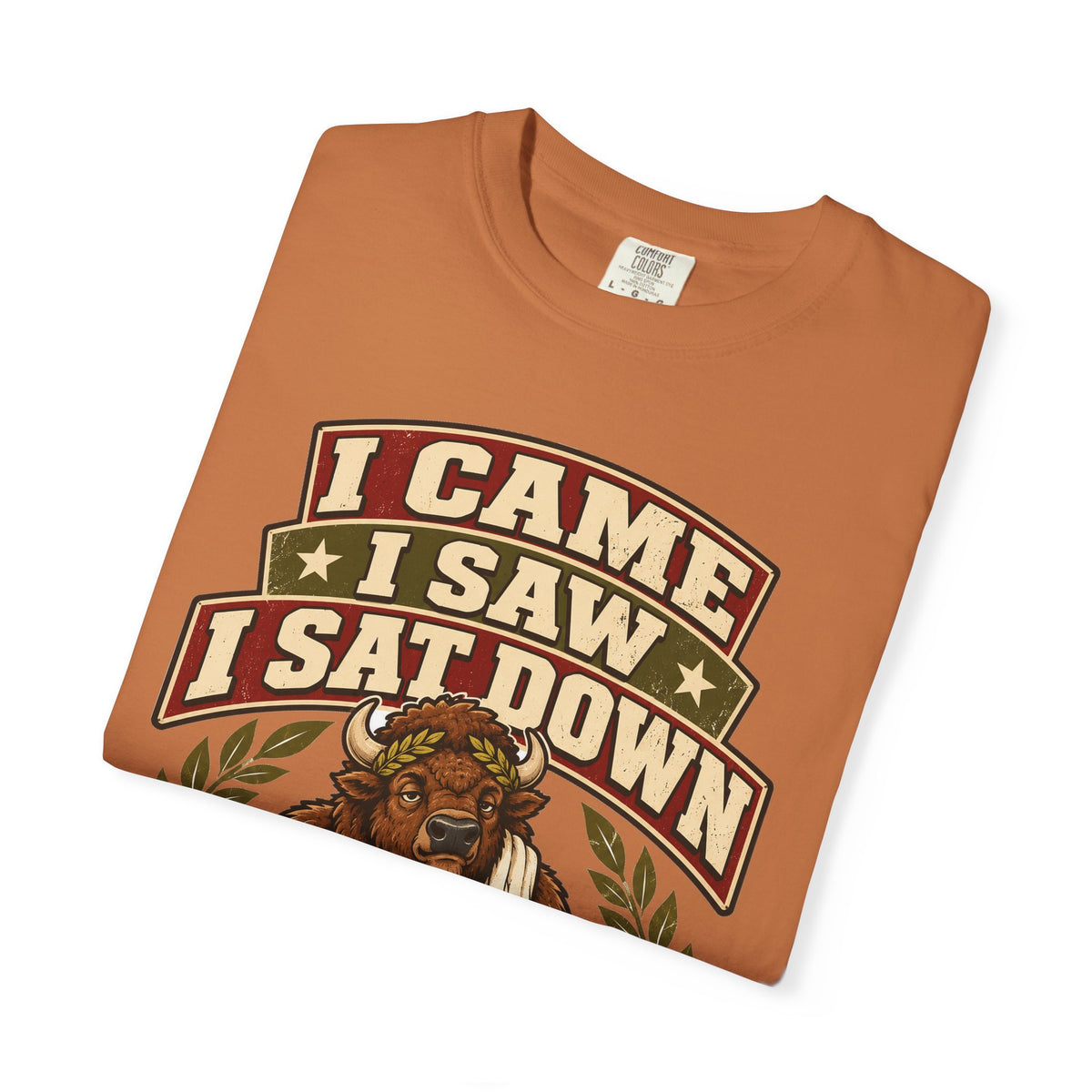 Funny Gym Shirt I Came I Saw I Sat Down Bison Shirt, Gym Gift For Men Women, Weightlifting Humor Comfort Colors Shirt