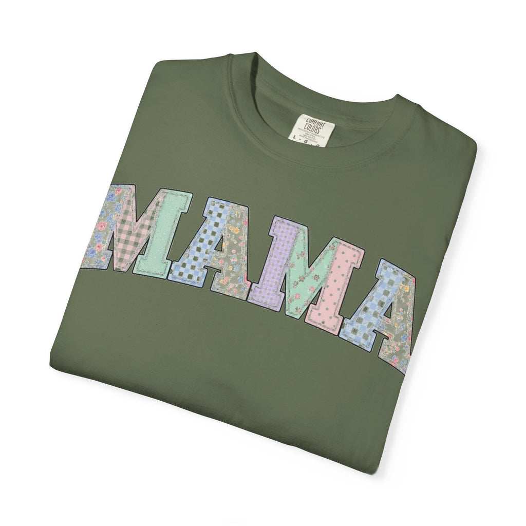 Mama Soft Patchwork Shirt, Small Pastel Applique Tee, Shabby Chic Mama Shirt, Mom Gift