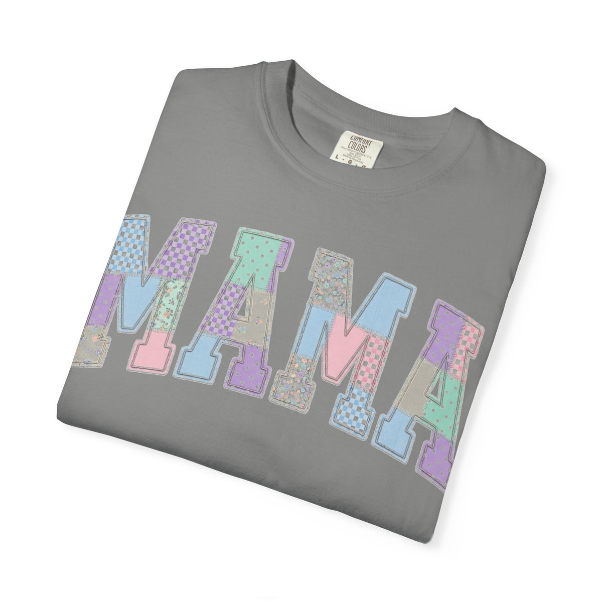 Mama Patchwork Shirt, Pastel Faux Applique Varsity Tee, Shabby Chic Mom Shirt, Mothers Day Gift