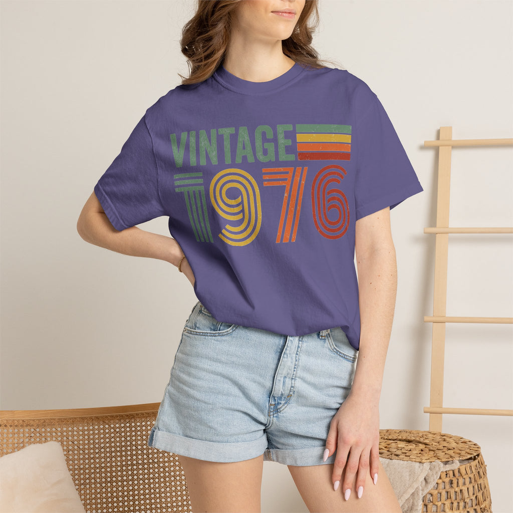 Vintage 1976 Wide Shirt, Retro Striped Birth Year Tee, 50th Birthday Shirt, 1976 Gift