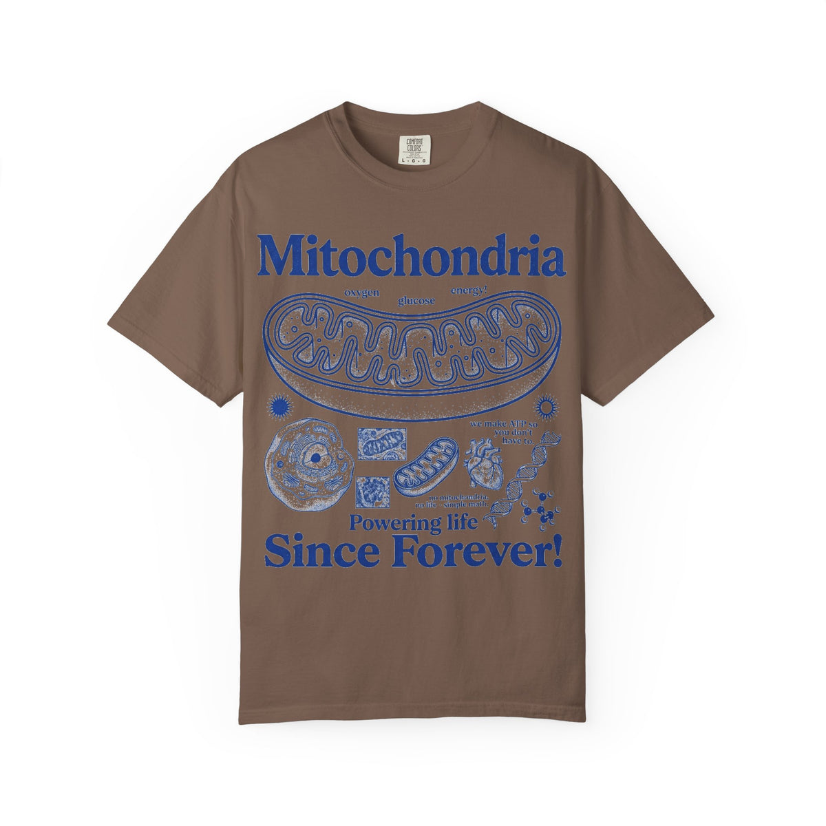Mitochondria Powering Life Since Forever Tall Shirt, Retro Biology Poster Tee, Science Teacher Shirt, Nerd Gift