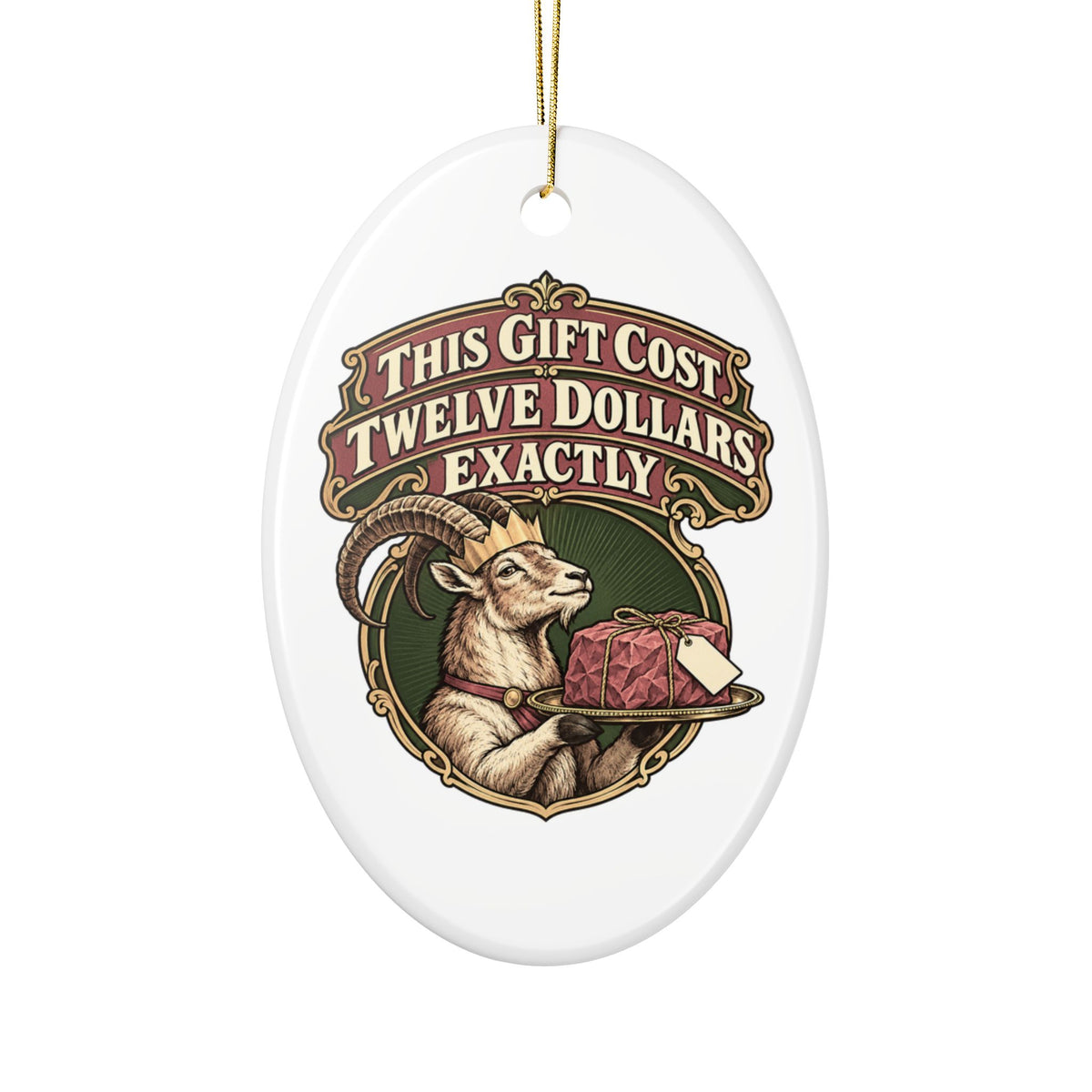 This Gift Cost Twelve Dollars Exactly Ornament, Funny Coworker Christmas Gift, Ceramic Christmas Ornament 2026