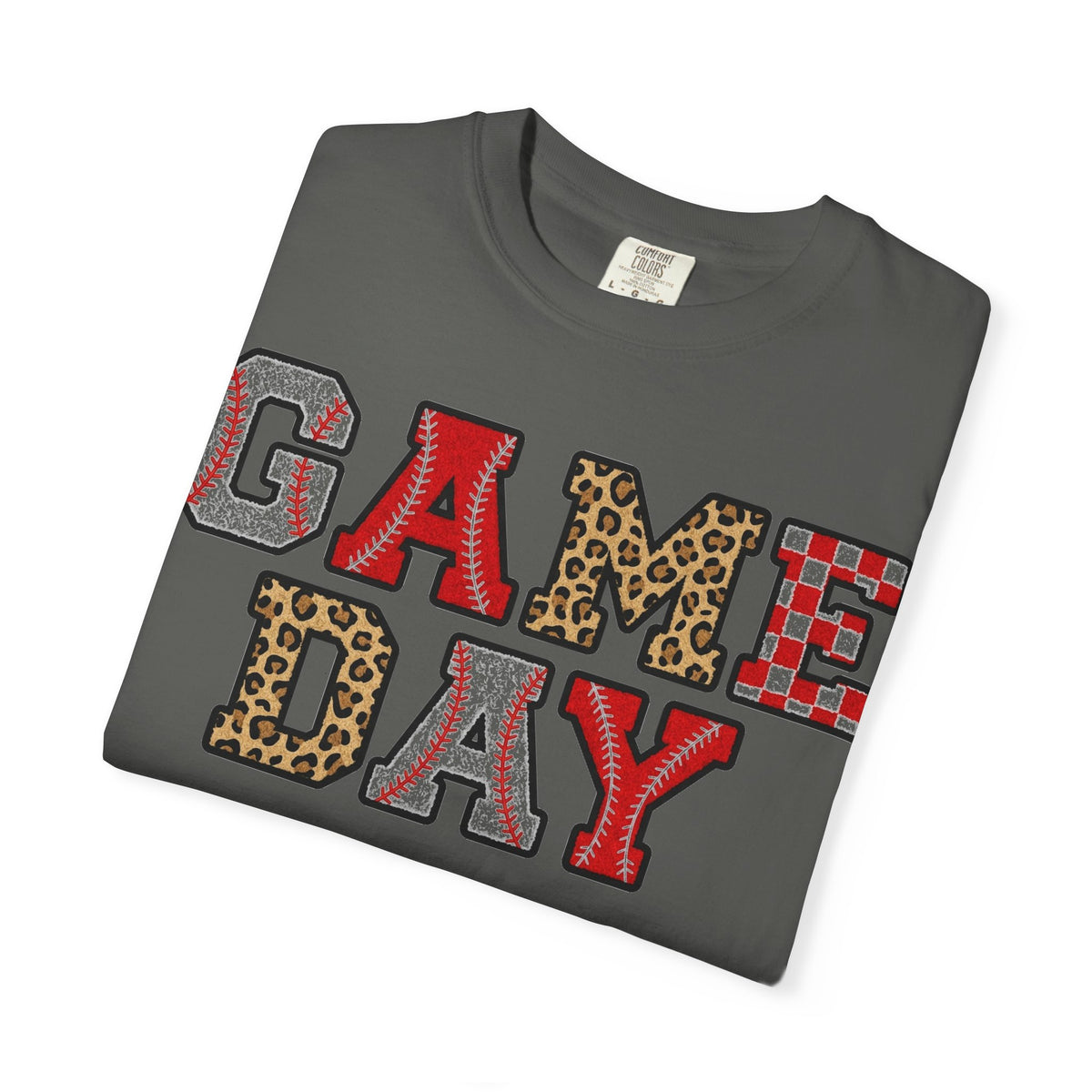 Game Day Varsity Patch Shirt, Baseball Leopard Letter Tee, Sports Mom Shirt, Baseball Mom Gift