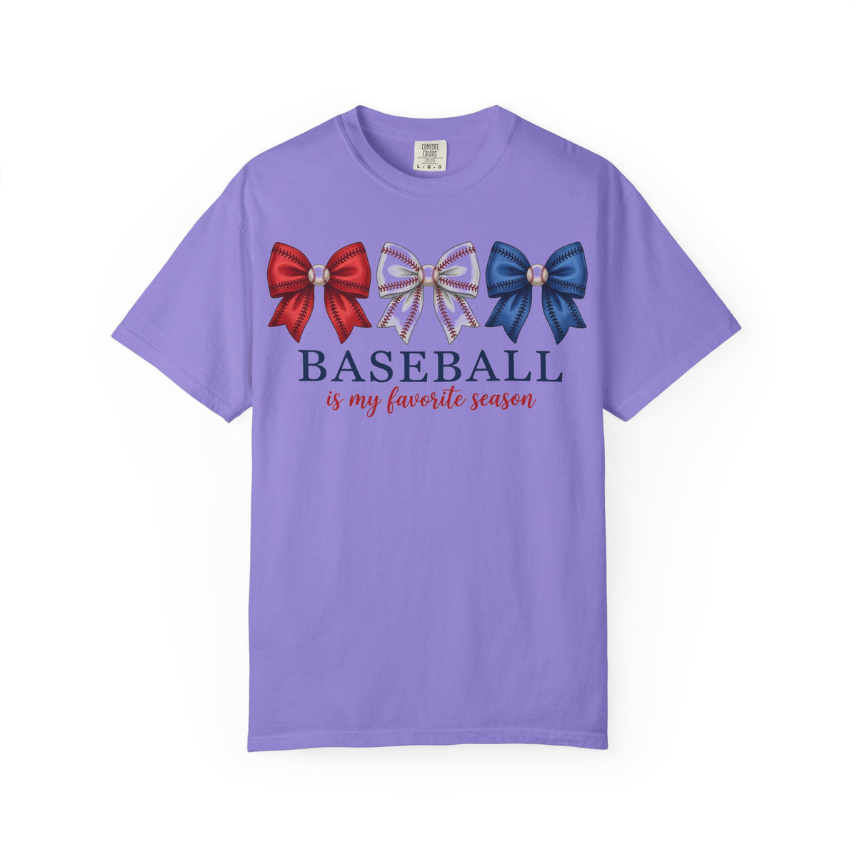 Baseball Is My Favorite Season Tee, Small Bow Trio Baseball Shirt, Coquette Sports Mom Shirt, Game Day Gift