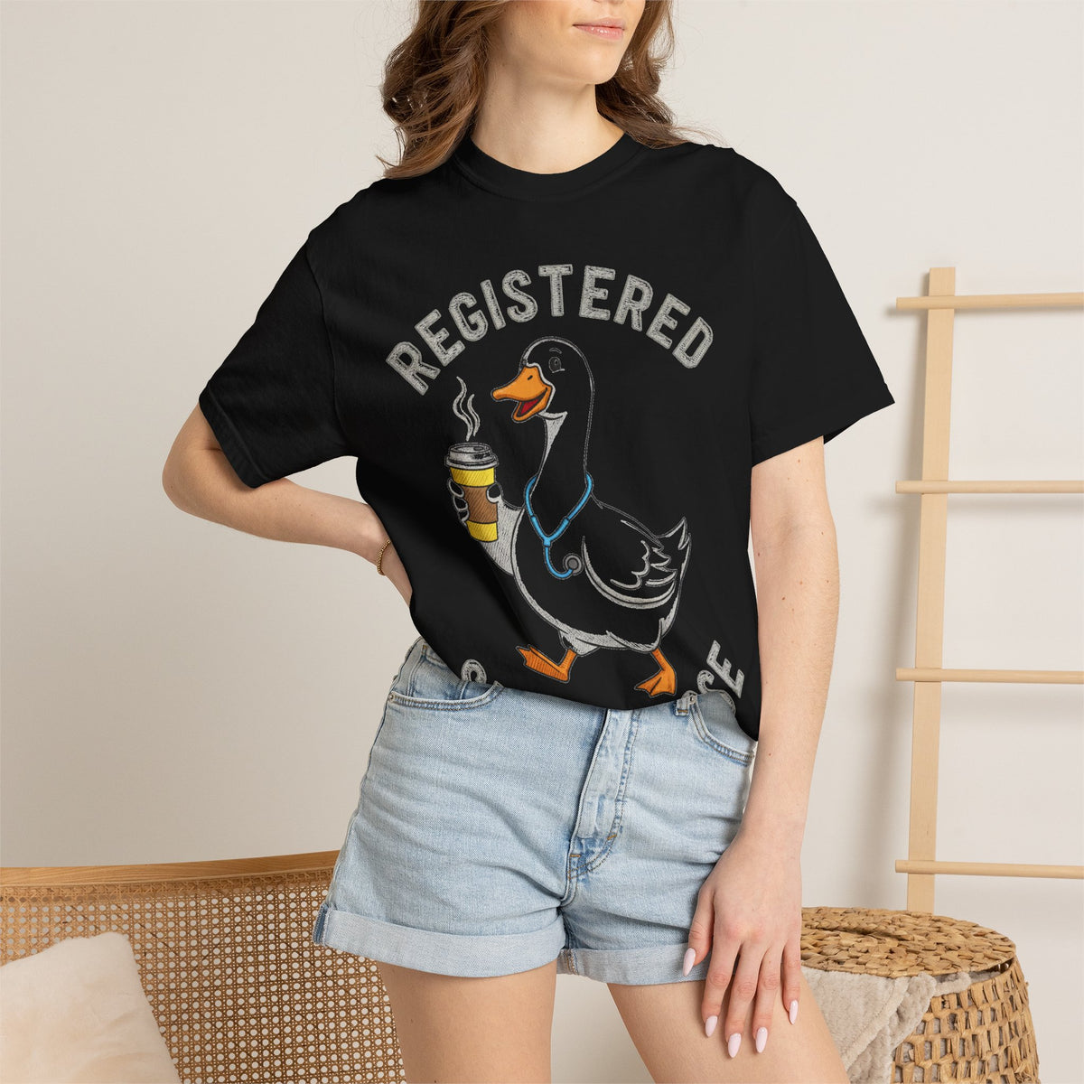 Registered Silly Goose Coffee Cup Shirt, Faux Stitch Nurse Goose Tee, Funny Nurse Shirt, RN Gift