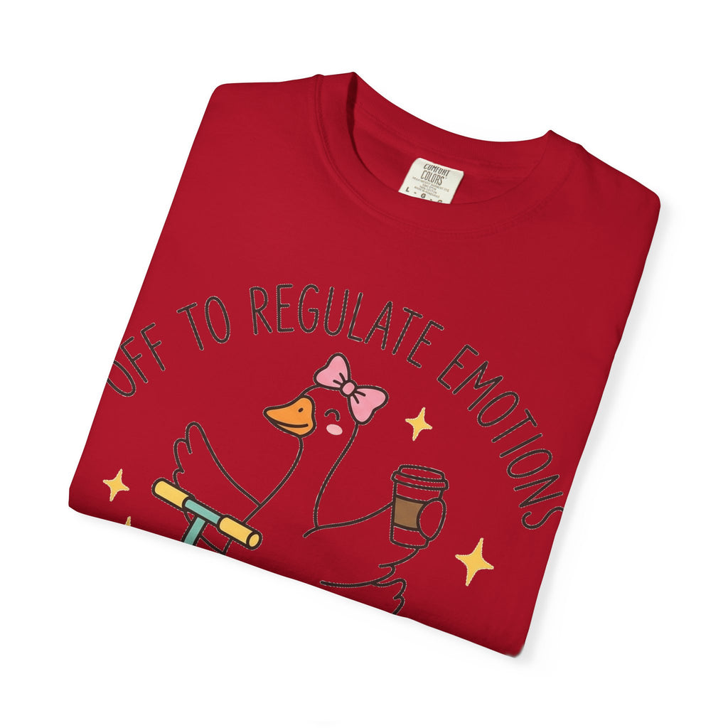 Off To Regulate Emotions Shirt, Funny Therapy Goose Scooter Tee, Mental Health Humor Shirt, Therapist Gift