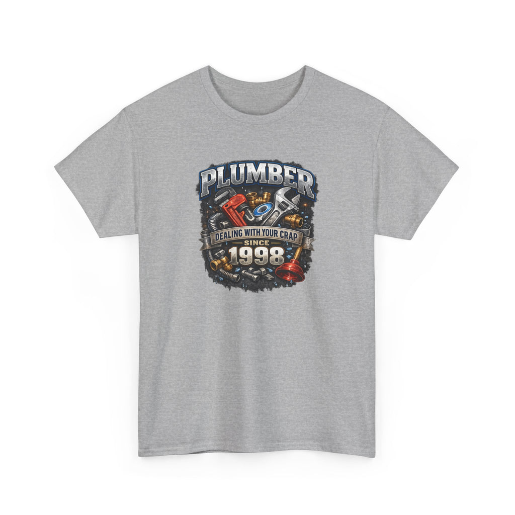 Plumber Since 1998 T-Shirt – “Dealing With Your Crap” Vintage Tool Graphic Tee