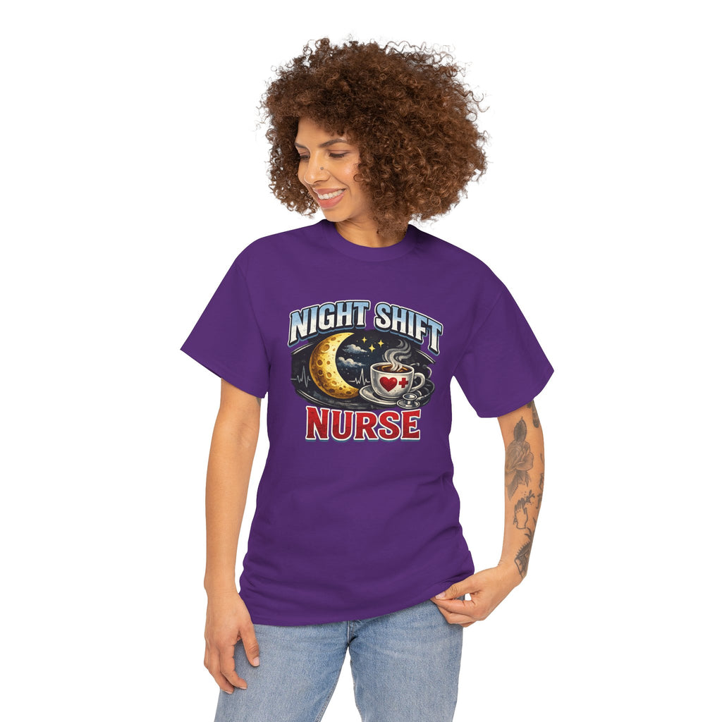 Night Shift Nurse T‑Shirt - Cute Moon & Coffee Graphic Tee for Nurses