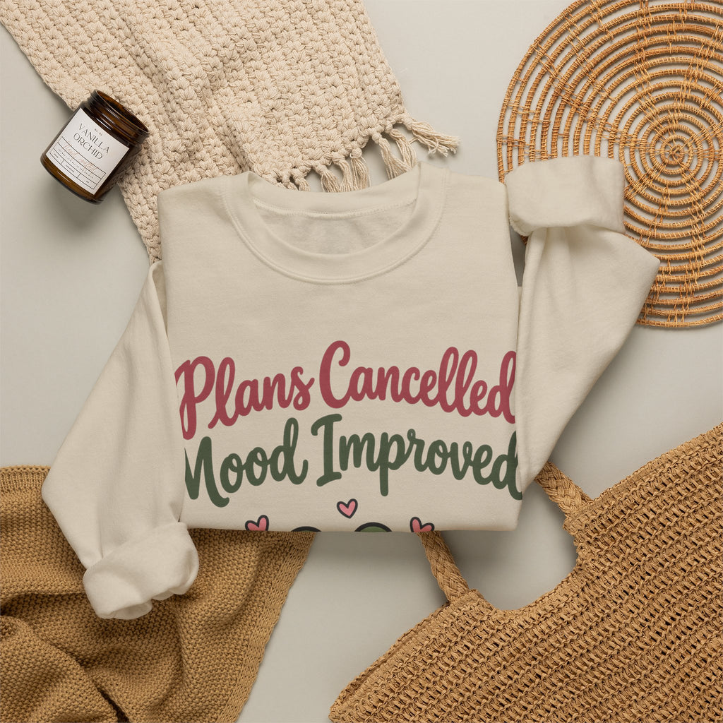Funny Introvert Sweatshirt Plans Cancelled Mood Improved | Cozy Frog Sweatshirt | Homebody Gift | Antisocial Sweatshirt