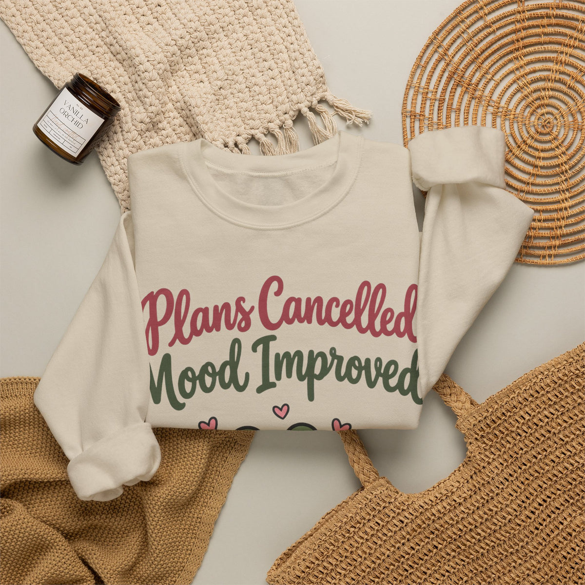 Funny Introvert Sweatshirt Plans Cancelled Mood Improved | Cozy Frog Sweatshirt | Homebody Gift | Antisocial Sweatshirt