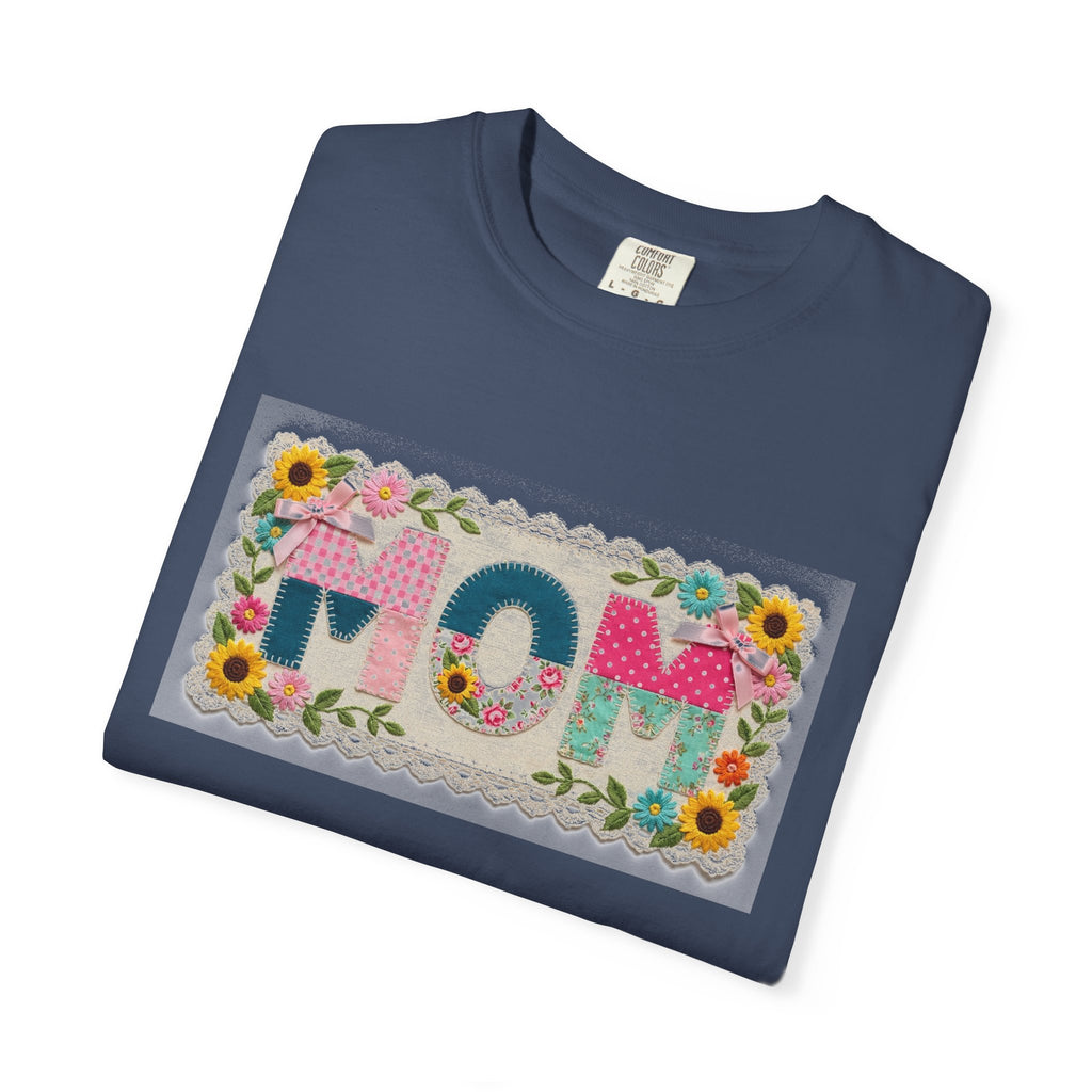 Mom Floral Applique Shirt, Faux Embroidery Sunflower MOM Tee, Mothers Day Shirt, Mom Gift