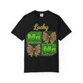 Lucky Mama Quad Shirt, Shamrock Leopard Bow Tee, St Patricks Day Mom Shirt, Irish Mama Gift