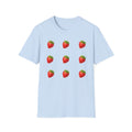 Strawberry Grid T-Shirt — Cute Retro Fruit Pattern Tee