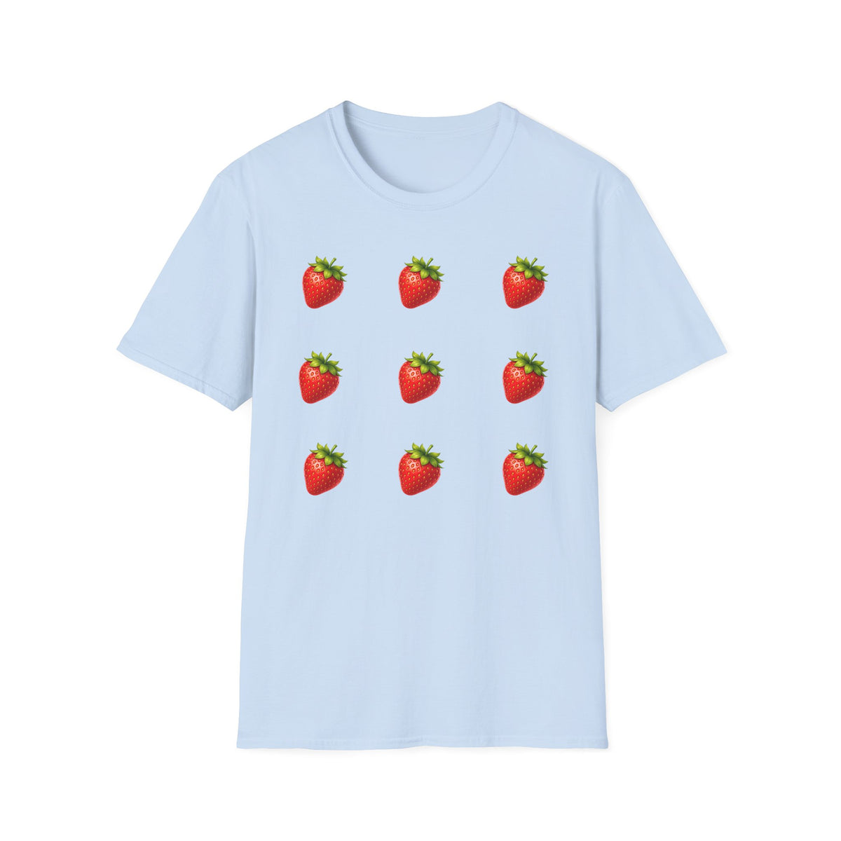 Strawberry Grid T-Shirt — Cute Retro Fruit Pattern Tee