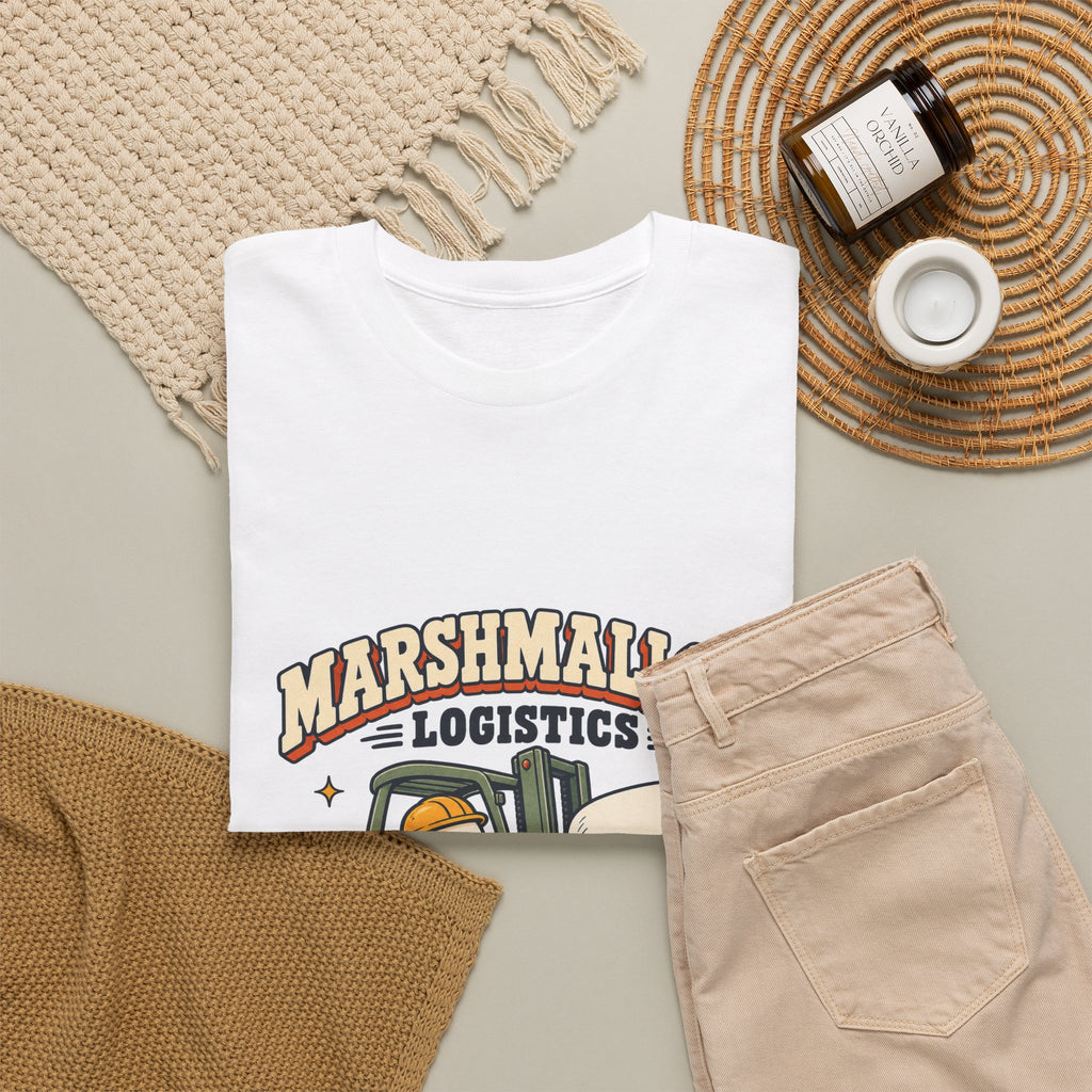 Marshmallow Logistics T-Shirt — Heavy Lifting, Light Cargo