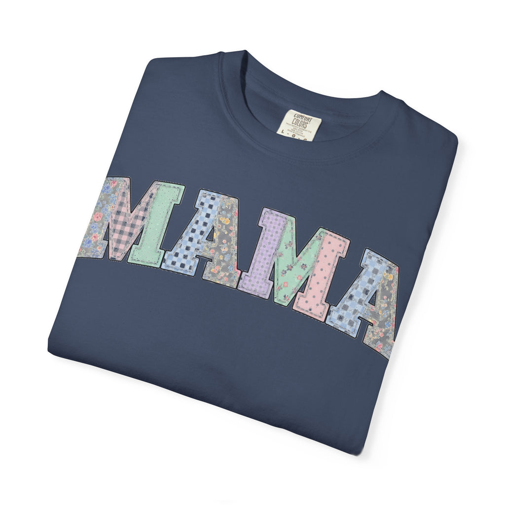 Mama Soft Patchwork Shirt, Small Pastel Applique Tee, Shabby Chic Mama Shirt, Mom Gift