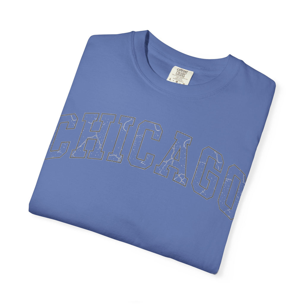 Chicago Outline Varsity Shirt, Minimal Distressed Chicago Tee, Windy City Shirt, Chicago Gift