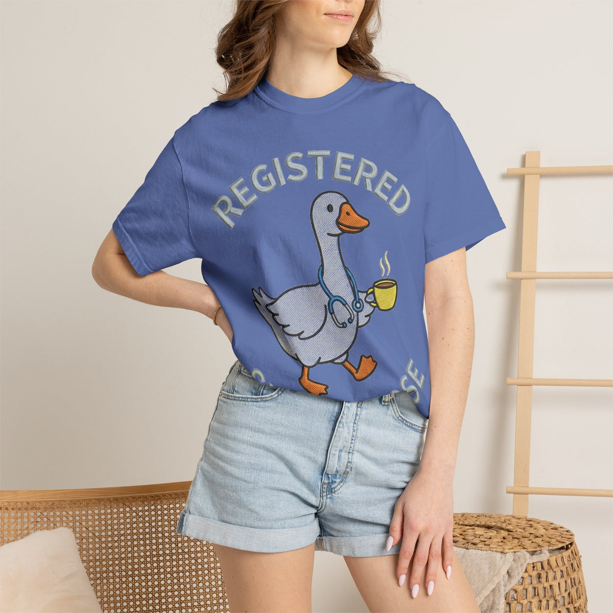 Registered Silly Goose Shirt, Faux Embroidery Nurse Goose Tee, Funny RN Shirt, Nurse Gift